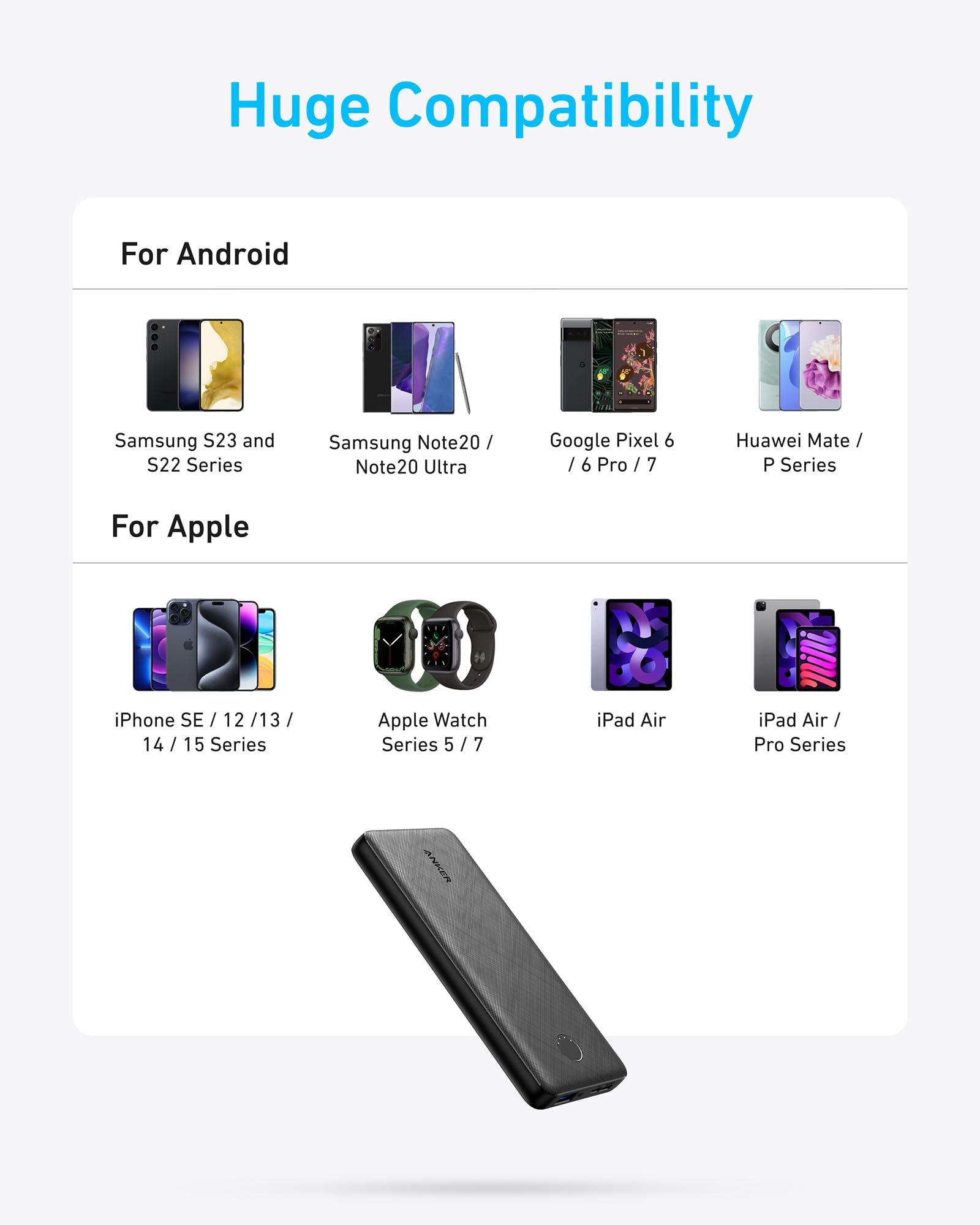 Anker Power Bank(PowerCore 10K),Compact Travel-Ready 10,000mAh Battery Pack with PowerIQ Charging Technology,5V/3A High-Speed Charging for iPhone,iPad,and More (USB-C Input and Output（Black），1pack) - Available at All In One Marketplace Canada
