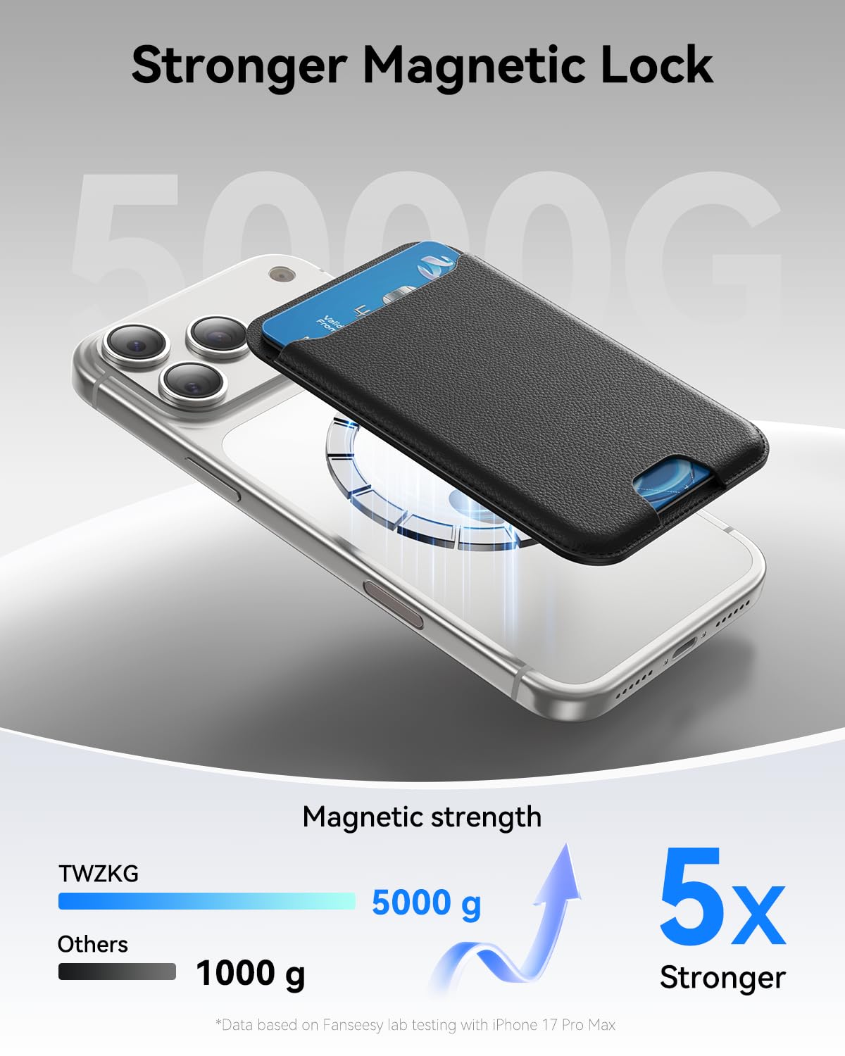 TWZKG for MagSafe Wallet, 3 Card Holder, Magnetic Phone Wallet for iPhone 17/16/15/14/13/12 Series,RFID Blocking Vegan Leather, Black