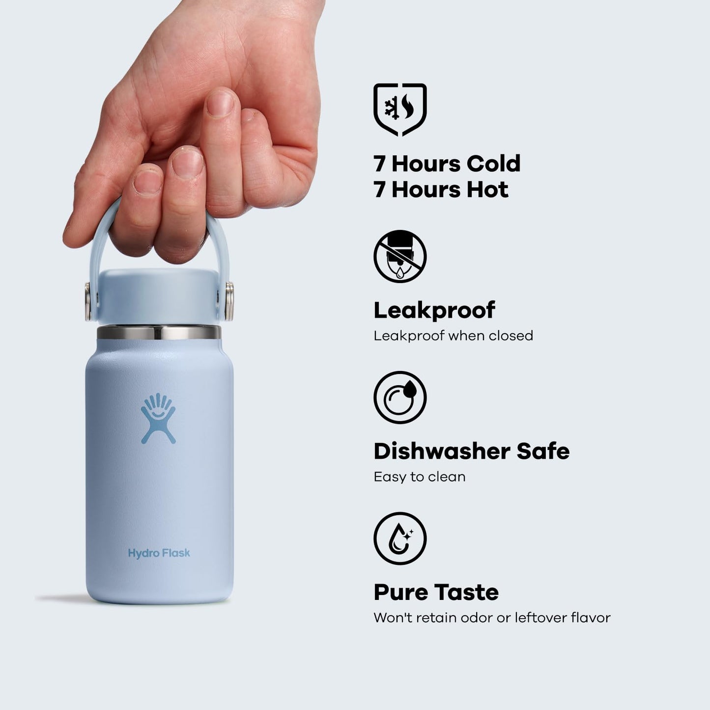 Hydro Flask Micro Bottle - Leak Proof Purse or Pocket Flask - Insulated Mini Water Bottle 6.7 Oz Black 🍁 All In One Marketplace Canada