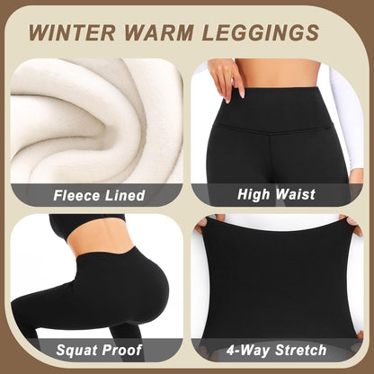 DHSO Fleece Lined Leggings Women High Waisted Winter Warm Workout Leggings Thick Thermal Yoga Pants, Black Medium 🍁 All In One Marketplace Canada
