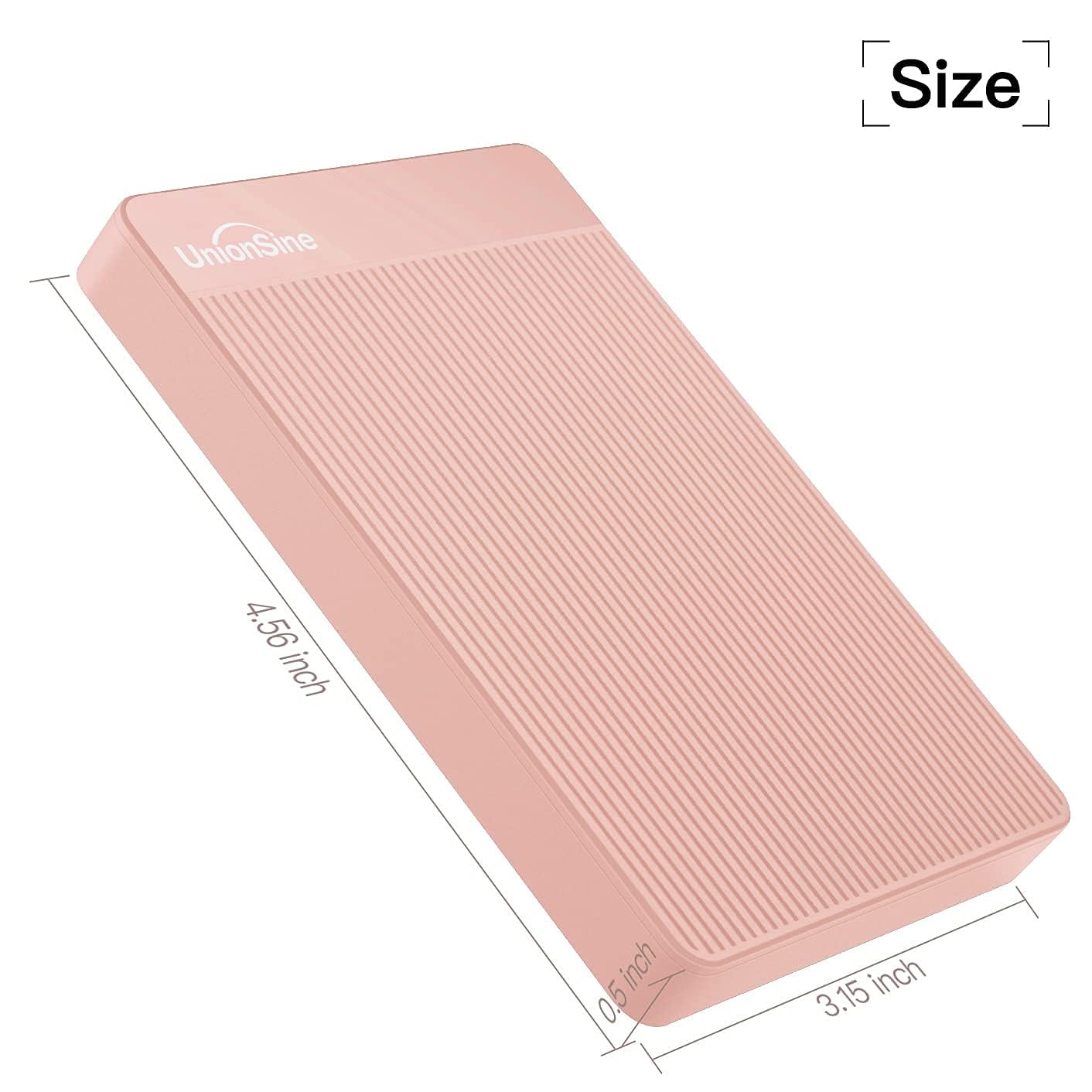 UnionSine 500GB Ultra Slim Portable External Hard Drive USB3.0 HDD Storage for PC,Mac, Desktop, Laptop, PS4, Xbox One, Xbox 360-Super Fast Transmission-HD-2510(Pink)