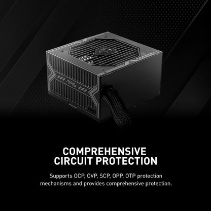 MSI MAG A650BN, Non-Modular Compact 650W Power Supply, 80+ Bronze, Low-Noise Fan, Active PFC Design, 5 Year Warranty