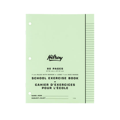 Hilroy Stitched Exercise Book, 7 mm Ruled with Margin, 3-Hole Punched, 80 Pages/40 Sheets, 20-Pack, Assorted Colour Covers (11184)
