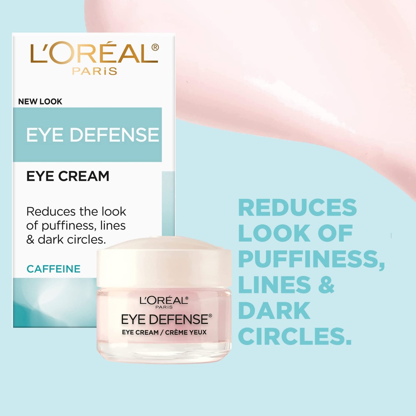 L'Oreal Paris Caffeine Eye Cream, with Hyaluronic Acid and Caffeine to Reduce look of Under Eye Wrinkles and Reduce Appearance of Puffiness, For Sensitive Skin, 15ml - Available at All In One Marketplace Canada