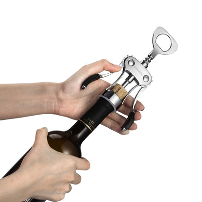 Wine Opener, BENENO Zinc Alloy Premium Wine Bottle Opener Wing Corkscrew with Multifunctional Corks and Caps Bottle Opener, Upgrade - Available at All In One Marketplace Canada
