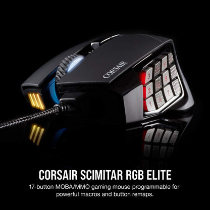 Corsair Scimitar RGB Elite Gaming Mouse for MOBA, MMO - 18,000 DPI - 17 Progammable Buttons - iCUE Compatible - Black 🍁 All In One Marketplace Canada