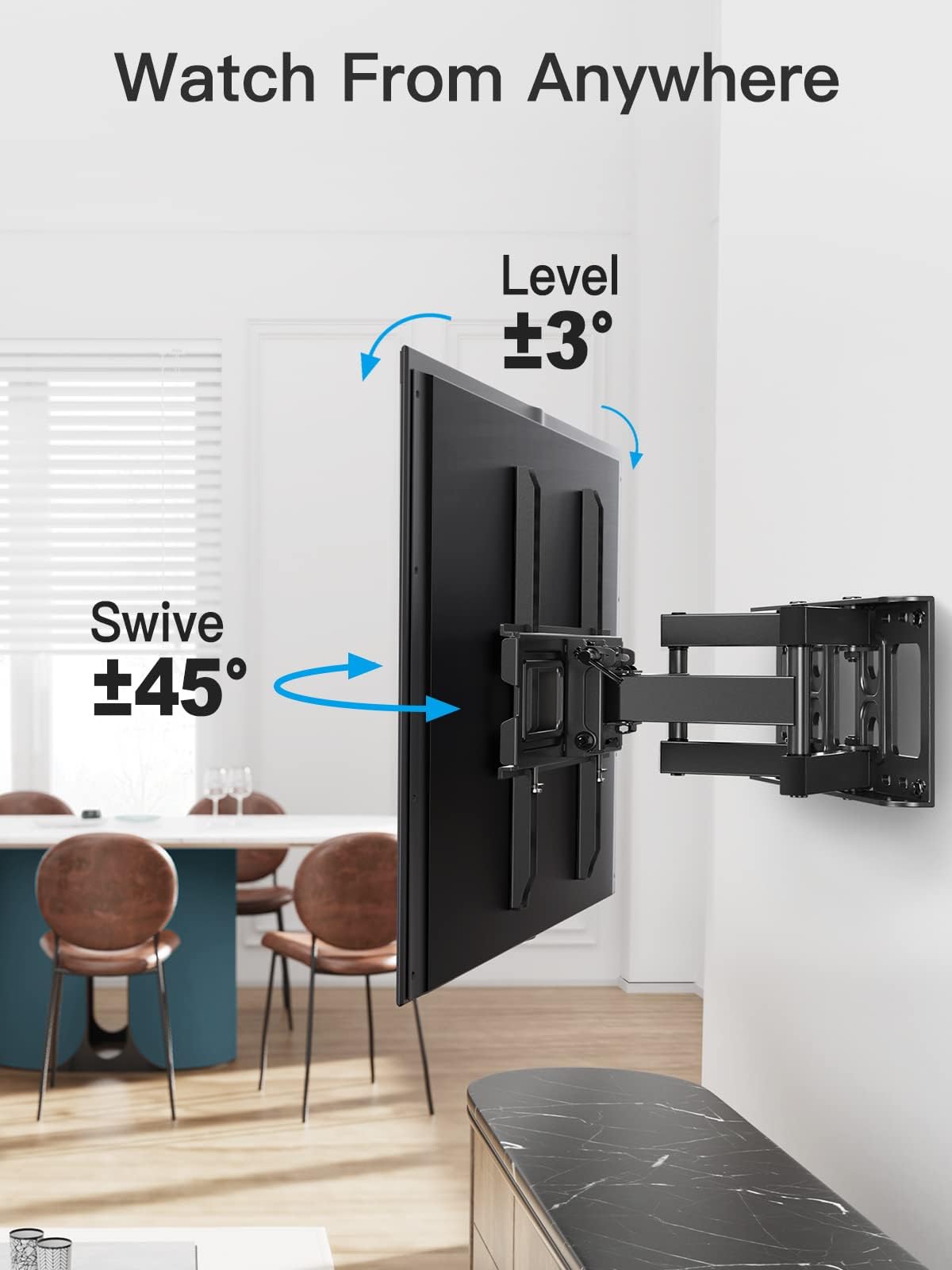 Pipishell Full Motion TV Wall Mount for 26-74 inch TVs, up to 99lbs Max VESA 400x400mm, Wall Mount TV Bracket with Articulating Swivel Extension Tilting Leveling for LED LCD OLED 4K Flat Curved Screen