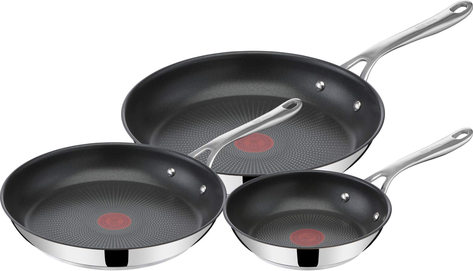 Jamie Oliver by Tefal Cooks Direct, Stainless Steel Pan Set, Frying Pans Nonstick Set 3 Pcs (20/24/28cm) (8/9/11 Inches), Induction Cookware with Even Heating - Available at All In One Marketplace Canada