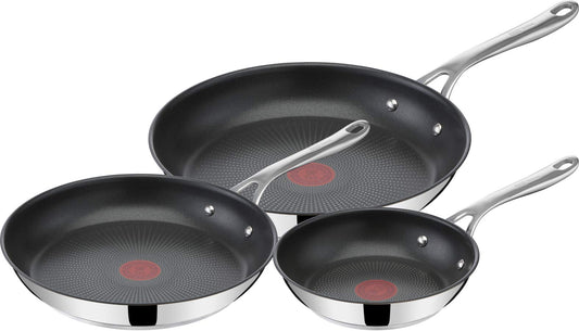 Jamie Oliver by Tefal Cooks Direct, Stainless Steel Pan Set, Frying Pans Nonstick Set 3 Pcs (20/24/28cm) (8/9/11 Inches), Induction Cookware with Even Heating - Available at All In One Marketplace Canada