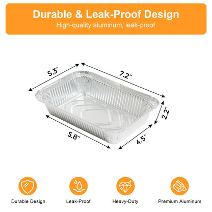 Notwoe 50pc Disposable Aluminum Pans With Lids, 7x5 Combo Set, Disposable Baking and Cake Pan. (50 Pack w/Lids) 🍁 All In One Marketplace Canada