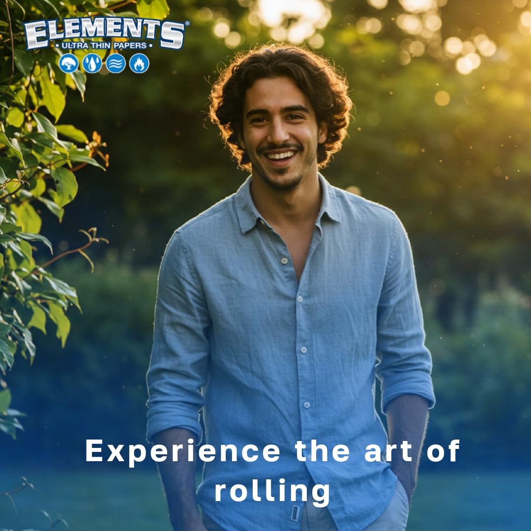 Elements 1 1/4 Size Ultra Thin Rice Rolling Paper - 25 Booklets, 1250 Sheets