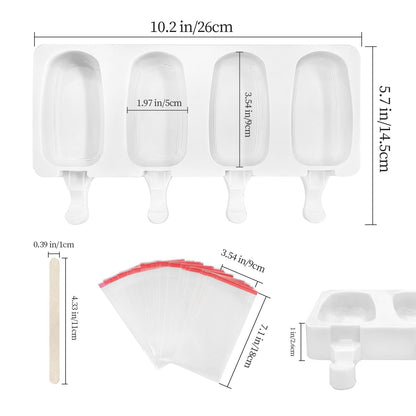 Popsicle Molds 2Pcs, Silicone Ice Cream Molds ice Lolly Moulds with Lid, 100 Sticks and 50 Bags for Ice Pop Cakesicle Dessert, BPA Free - Available at All In One Marketplace Canada