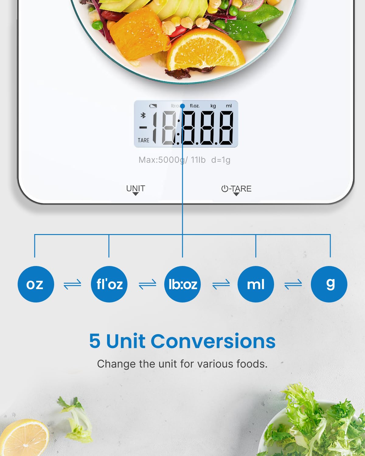 RENPHO Smart Food Nutrition Kitchen Scale, Food Scale for Food Ounces and Grams, Coffee Scale with Timer, Nutritional Calculator for Keto, Macro, and Calorie with Smartphone App, White - Available at All In One Marketplace Canada