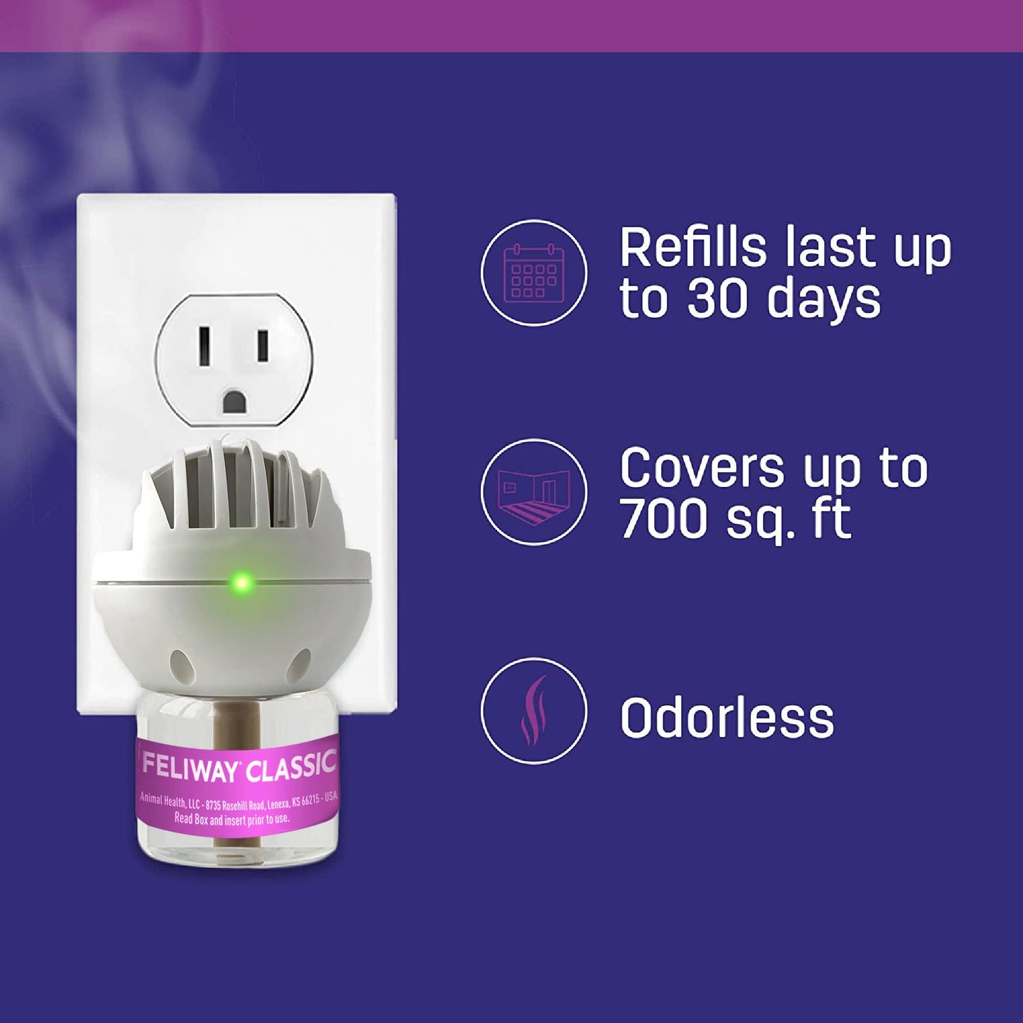 FELIWAY Classic Starter Kit, Promotes Calmness in Cats & Kittens, VHP Registered NN.P4B8, includes 1 Diffuser and 1 Refill, Lasts 30 Days, Cat Calming Pheromones, 48ml - Available at All In One Marketplace Canada