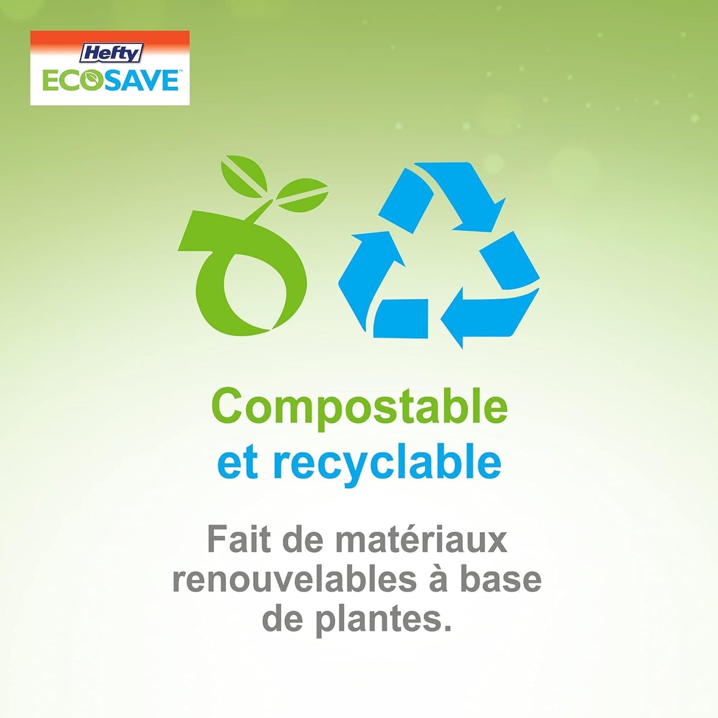 Hefty ECOSAVE Compostable Disposable Paper Plates Dinner 10", 80 Count - Available at All In One Marketplace Canada