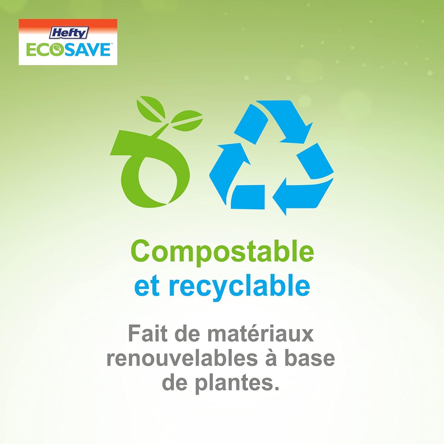 Hefty ECOSAVE Compostable Disposable Paper Plates Dinner 10", 80 Count - Available at All In One Marketplace Canada