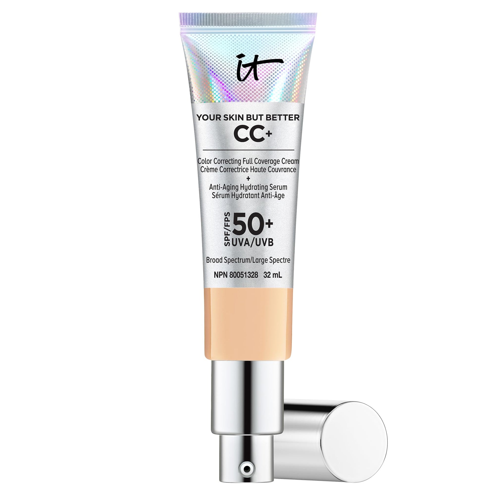 IT Cosmetics Your Skin But Better CC+ Cream, Medium (W) - Color Correcting Cream, Full-Coverage Foundation, Anti-Aging Serum & SPF 50+ Sunscreen - Natural Finish - 1.08 fl oz - Available at All In One Marketplace Canada