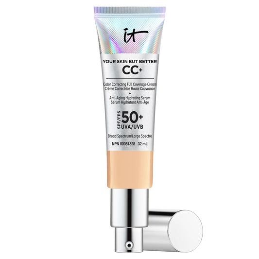 IT Cosmetics Your Skin But Better CC+ Cream, Medium (W) - Color Correcting Cream, Full-Coverage Foundation, Anti-Aging Serum & SPF 50+ Sunscreen - Natural Finish - 1.08 fl oz - Available at All In One Marketplace Canada