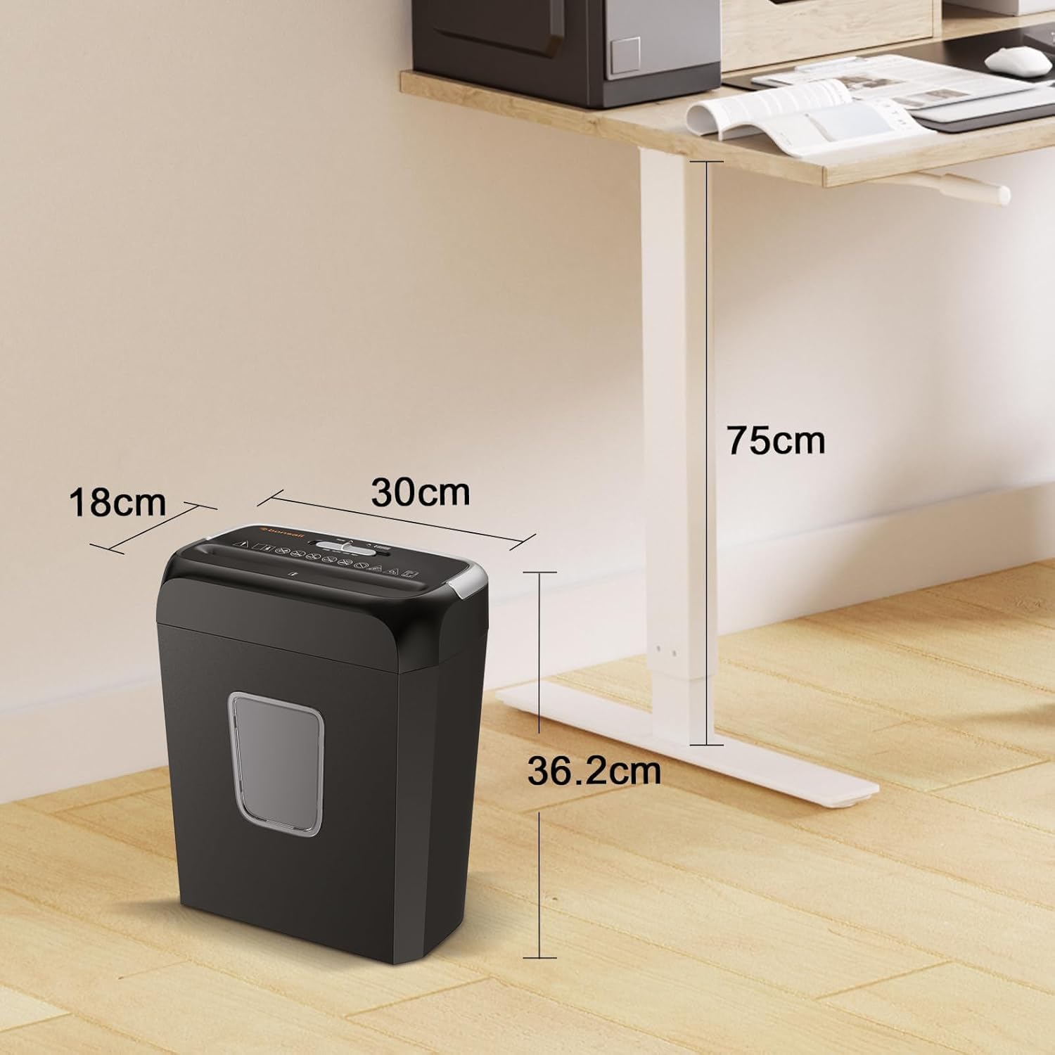Bonsaii 6-Sheet Crosscut Paper Shredder for Home Use, Small Paper Shredder for Home Office, Portable Document Shredder with 3.4 Gal Wastebasket (C237-B)