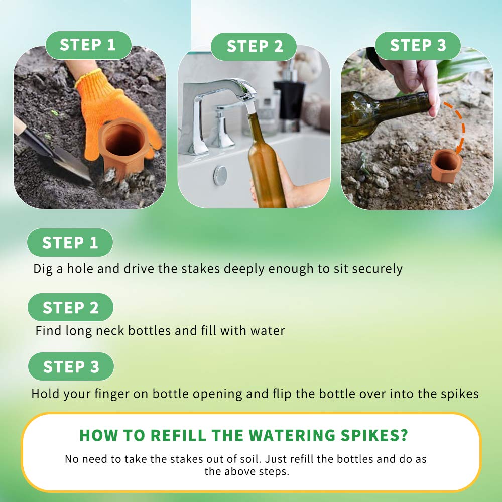 Fu Store 10PCS Plant Watering Stakes Automatic Plant Drippers Waterers for Vacations Plant Watering Devices Terracotta Self Waterinq Spikes for Wine Bottles Great for Indoor Outdoor Plants - Available at All In One Marketplace Canada