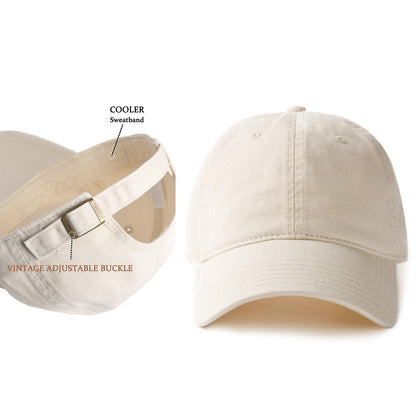 FURTALK Vintage Washed Distressed Cotton Baseball Cap Adjustable Classic Baseball Hat for Women Men Beige