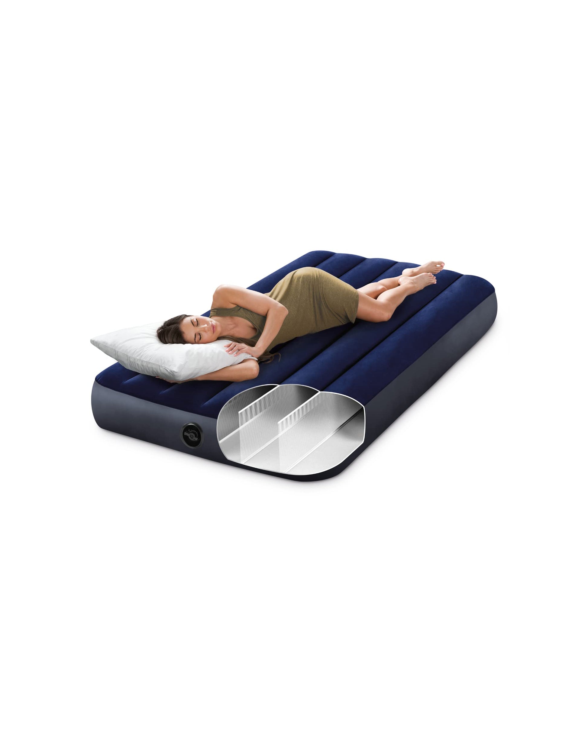 INTEX 64757E Dura-Beam Standard Downy Air Mattress: Fiber-Tech – Twin Size – 10in Bed Height – 300lb Weight Capacity – Pump Sold Separately
