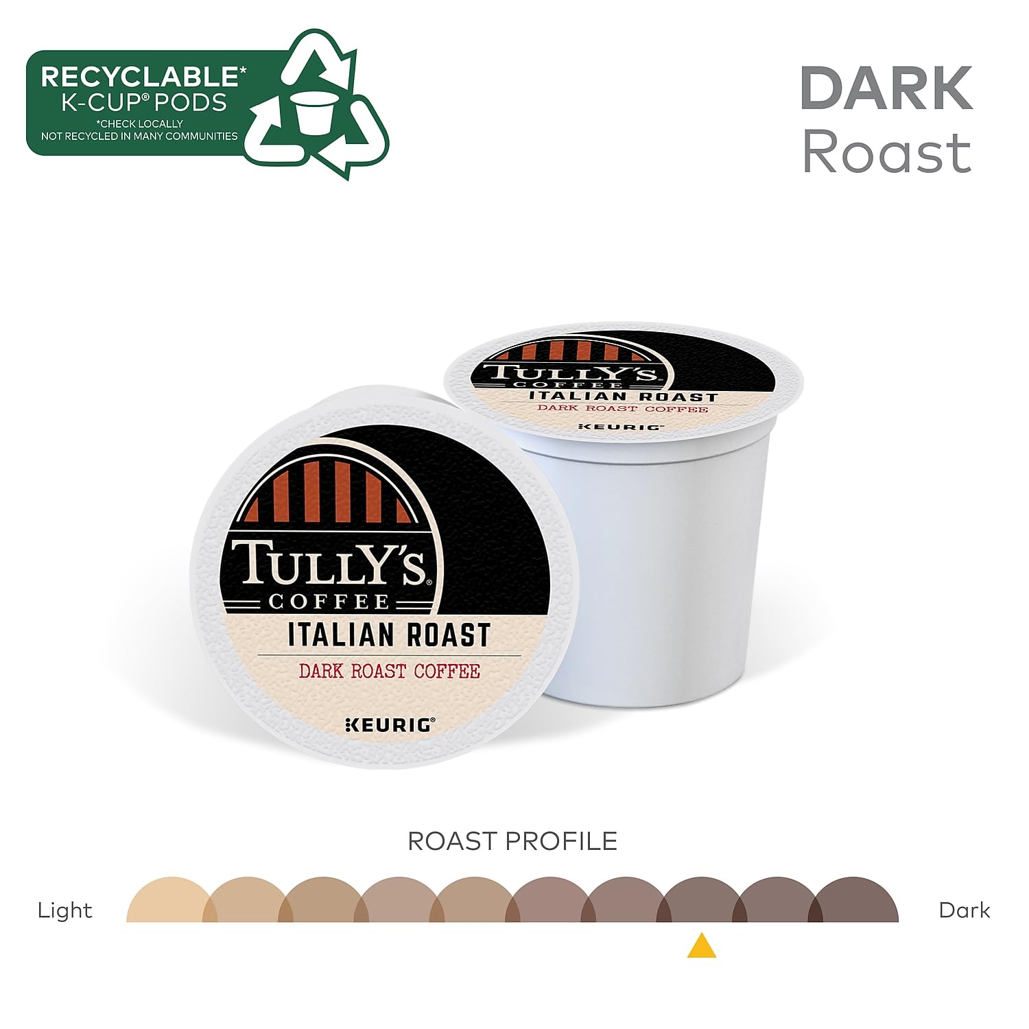 Tully's Certified Italian Roast Coffee K-Cup Pods for Keurig Coffee Makers, Box of 24 TULLY'S