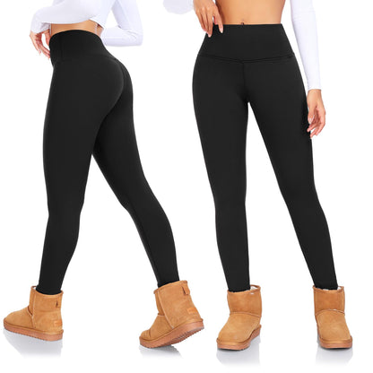 DHSO Fleece Lined Leggings Women High Waisted Winter Warm Workout Leggings Thick Thermal Yoga Pants, Black Small 🍁 All In One Marketplace Canada