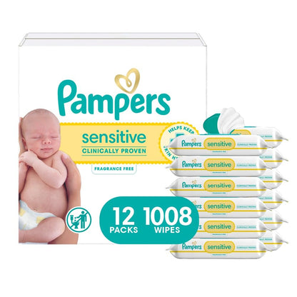 Pampers Baby Wipes Sensitive Perfume Free 12X Pop-Top Packs, 1 Pack (Count of 1008)