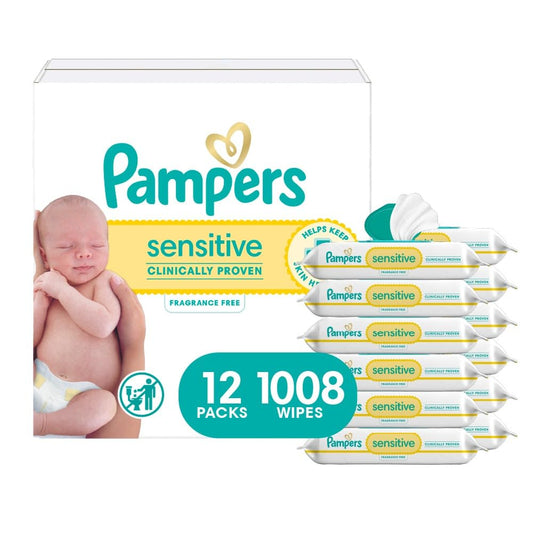 Pampers Baby Wipes Sensitive Perfume Free 12X Pop-Top Packs, 1 Pack (Count of 1008)