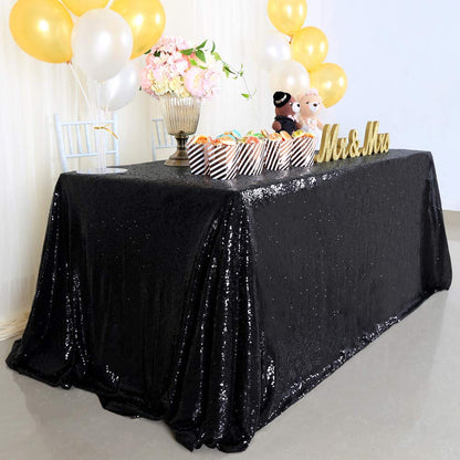 Nappe à paillettes noires B-COOL, sur-nappe d'Halloween, nappe scintillante carrée 90x90 pouces, décoration d'Halloween, nappe de mariage élégante et populaire