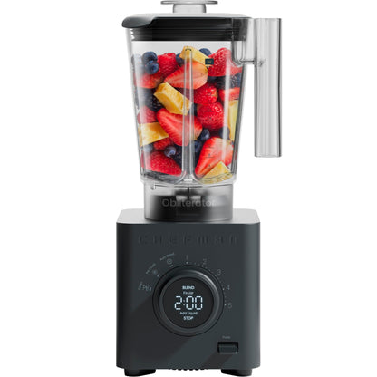 Chefman Obliterator 48 oz Countertop Blender for Smoothies, 1380W Motor to Crush Ice,Nuts & Frozen Fruit with Stainless Steel Blade Auto Blend Function, Includes Tamper & Scraper-MIDNIGHT Chefman
