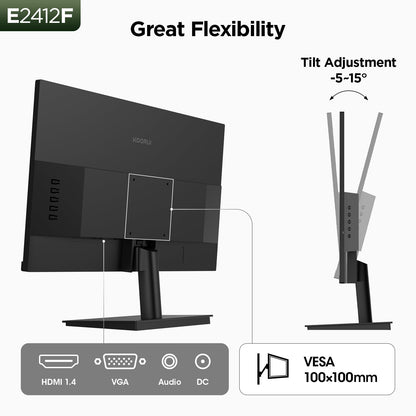 KOORUI 24 Inch Computer Monitor, 100Hz FHD, 99% sRGB, Low Blue Light