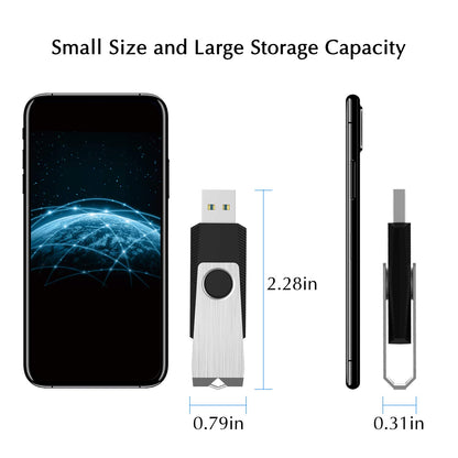 16GB 3 Pack USB Flash Drive 16GB USB Stick Bulk USB Drive 2.0 USB Key USB Thumb Drive Flash Drives 16gb Memory Stick for Computer (Black,3 pcs)