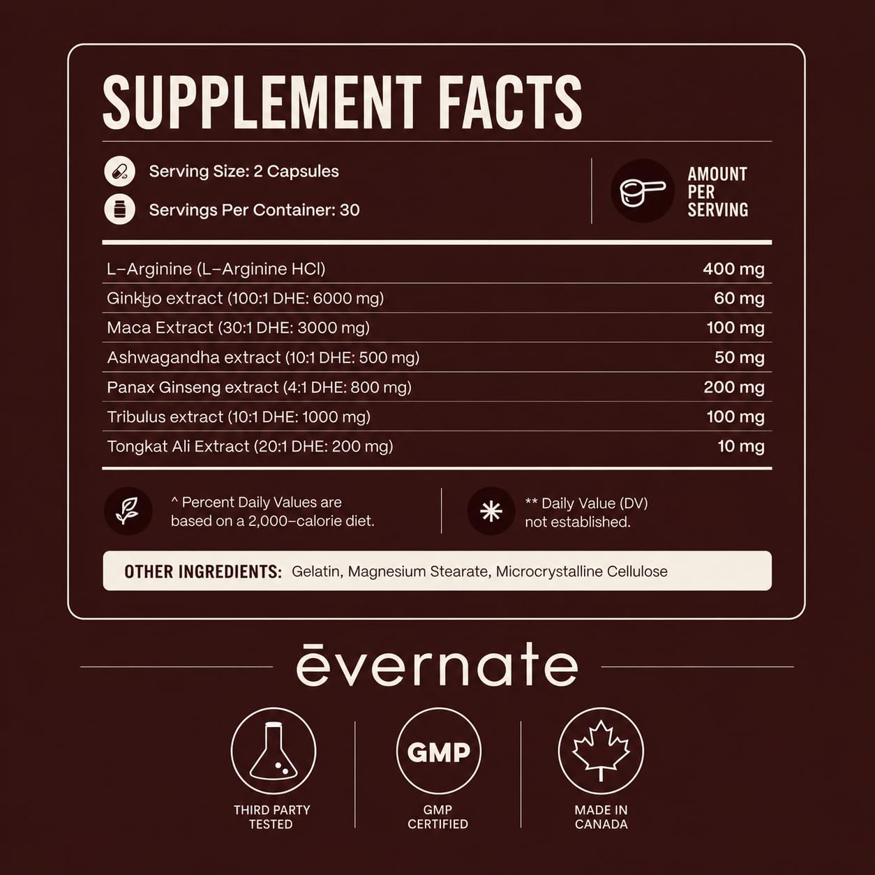 ONE Maca, Ginkgo Biloba, Panax Ginseng, Tribulus, Tongkat Ali, L-Arginine & Ashwagandha – Energy, Stamina, Endurance & Vitality Support – Made in Canada - Available at All In One Marketplace Canada