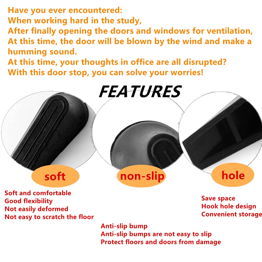 Heavy Duty Rubber Door Stoppers，Door Wedge for Residential and Commercial Use，Multi Floor Doorstop Ensures Tight Fit for Gaps，Residential and Commercial Use, Black - Available at All In One Marketplace Canada