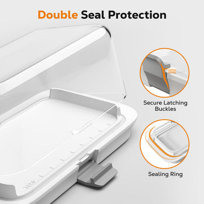 Pisol Large Butter Dish for 1 lb Canadian Butter, Airtight Butter Keeper with Lid Fit a Full Pound Block of Butter, Locking Butter Container for Countertop, Cat/Dog Proof, White - Available at All In One Marketplace Canada