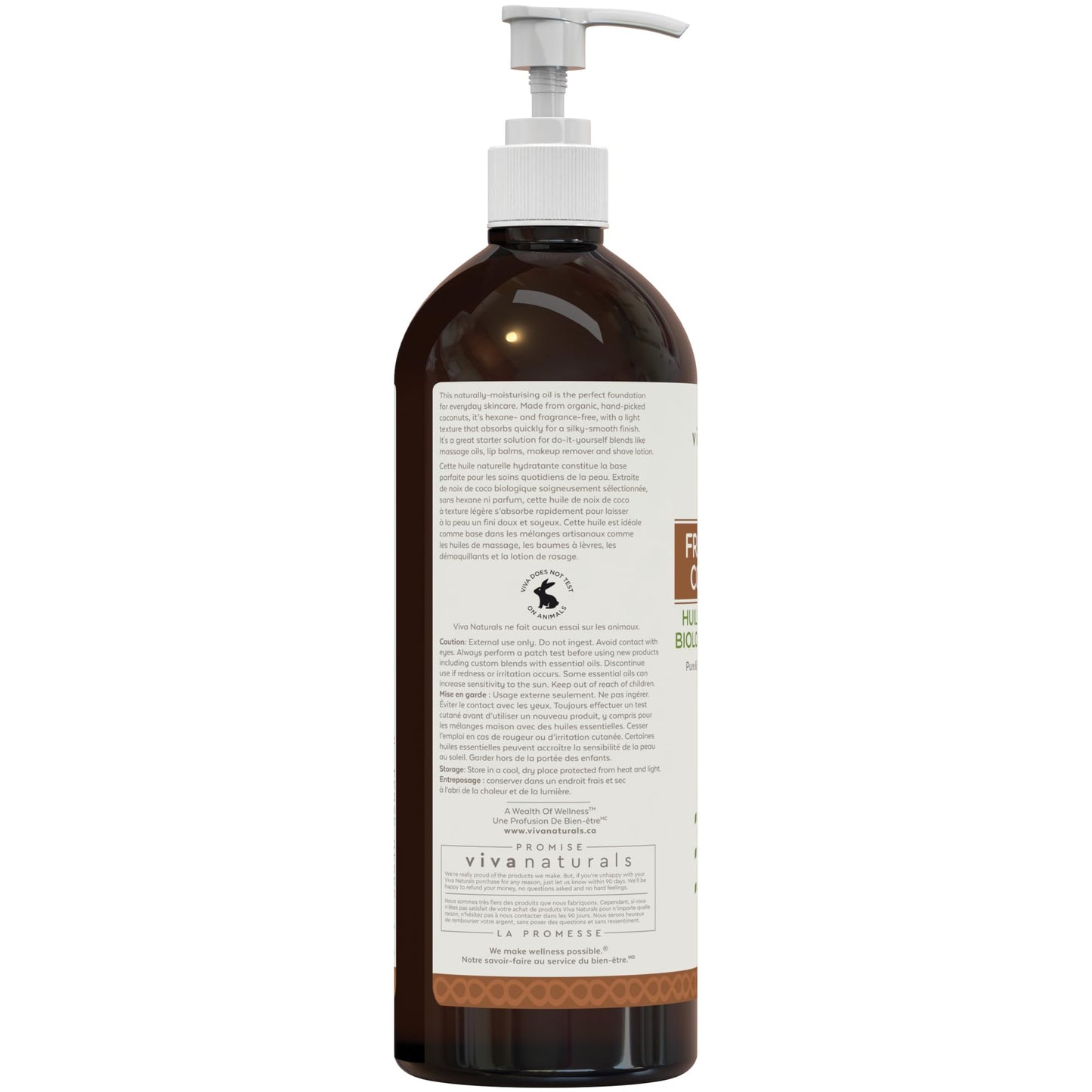 Viva Naturals Organic Fractionated Coconut Oil – Pure Massage Oils for Massage Therapy, Coconut Oil for Skin & Hair, Lightweight Carrier Oil for Essential Oils, 16 fl oz - Available at All In One Marketplace Canada