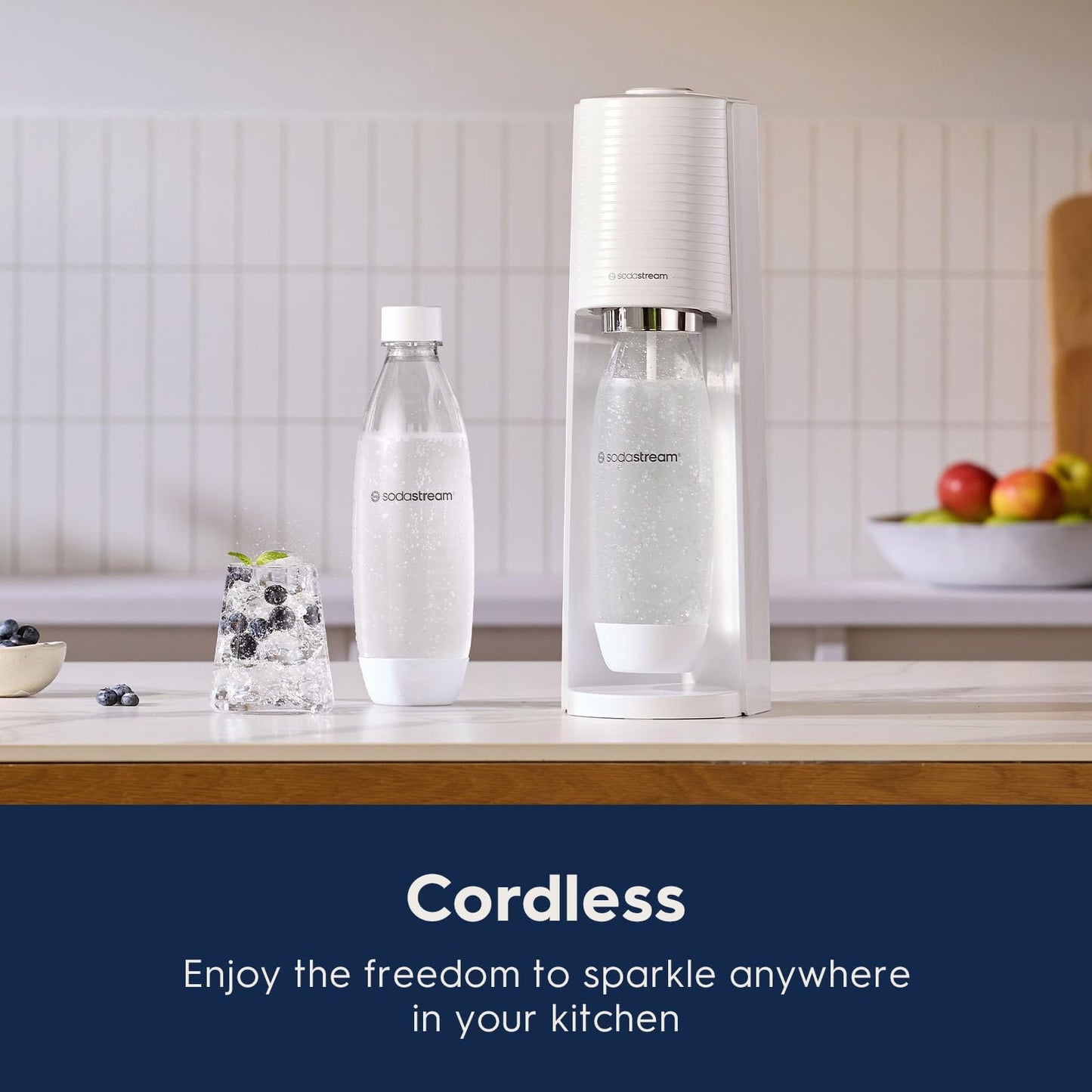 SodaStream Terra Sparkling Water Maker Bundle (White), with CO2, DWS Bottle, and Bubly Drops Flavors Sodastream