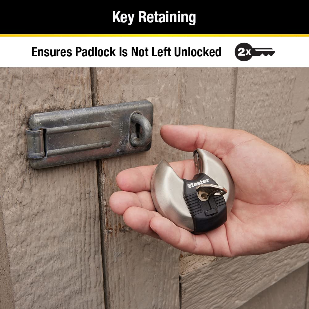 MASTERLOCK 70mm Disc Padlock, 2-3/4", Silver M40XKADCCSEN Master Lock