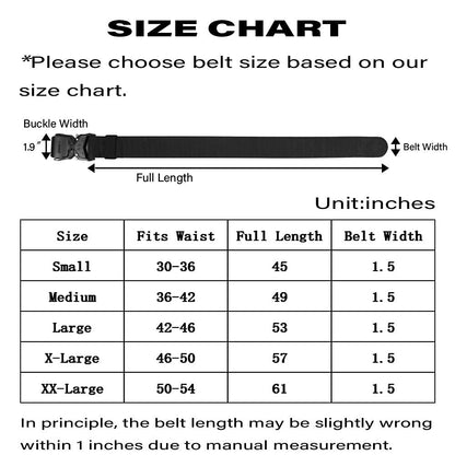 JUKMO Tactical Belt, Military Hiking Rigger 1.5 inches Nylon Web Work Belt with Heavy Duty Quick Release Buckle (Black, Medium)