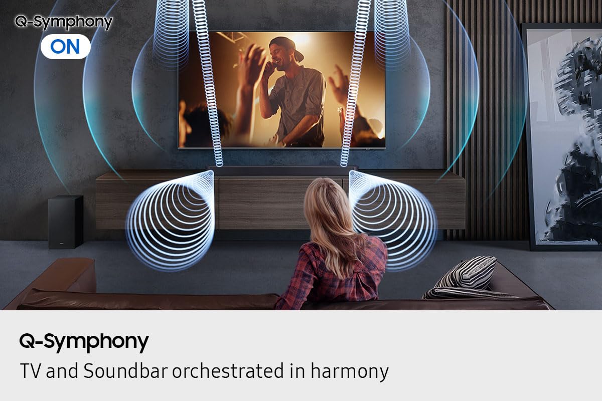 Samsung Sound Bar, Q600F, Dolby Atmos, Wireless, Subwoofer, Surround Sound, 6 Speakers, 3.1.2 Channel, 380 watts, Home Theatre, Dolby DTS, eARC, Bluetooth, AirPlay, Soundbar (HW-Q600F/ZC)