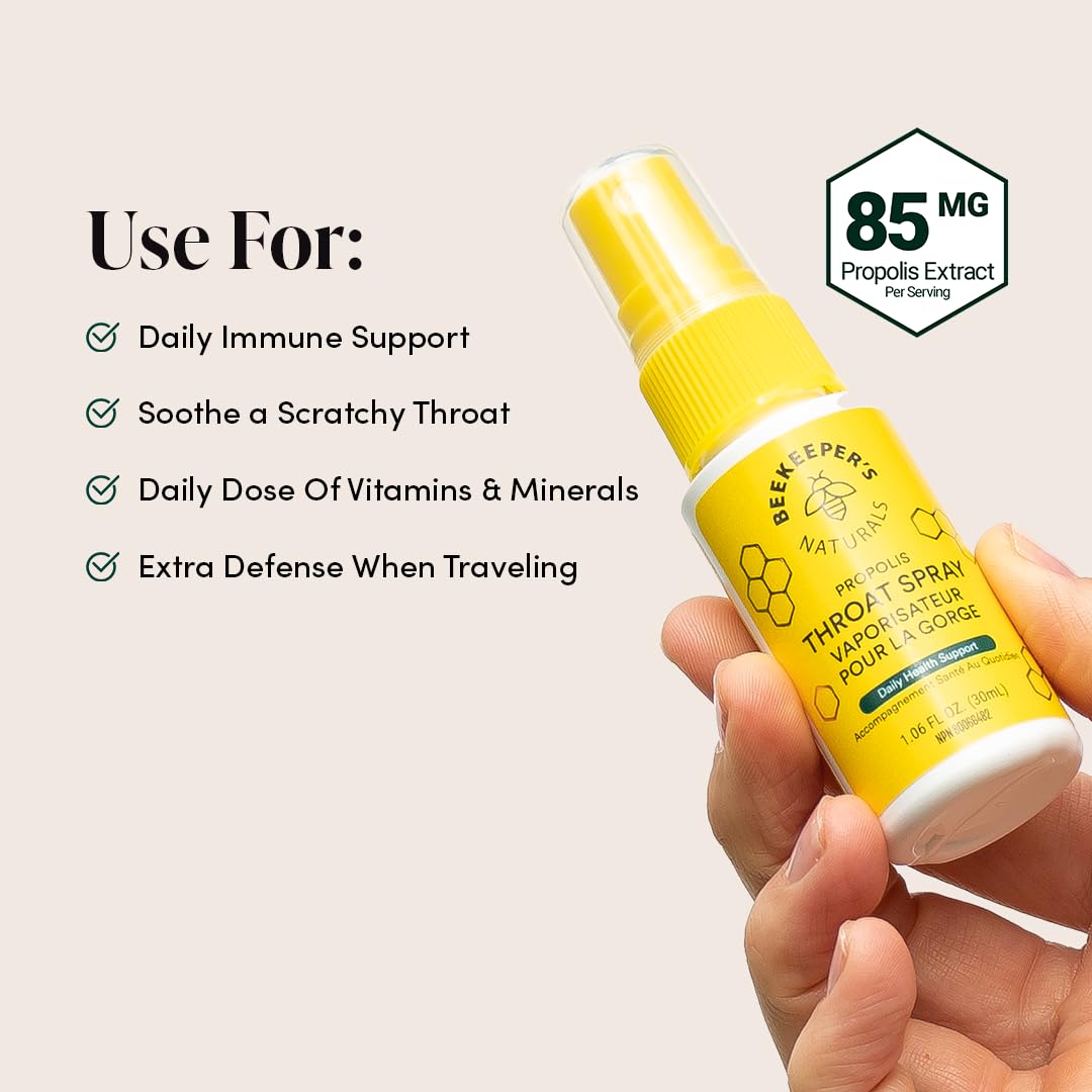 BEEKEEPER'S NATURALS Propolis Throat Spray - 85mg Bee Propolis Extract - Natural Immune Support, Sore Throat Relief & Antioxodant Support - Antioxidants, Keto, Paleo, Gluten-Free (1.06 oz)