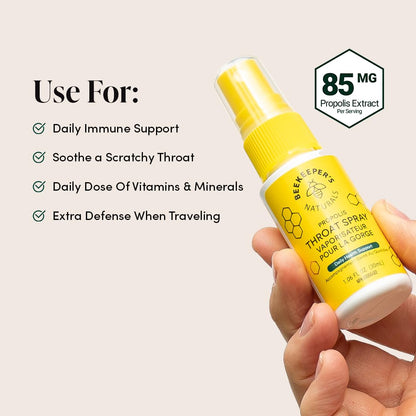 BEEKEEPER'S NATURALS Propolis Throat Spray - 85mg Bee Propolis Extract - Natural Immune Support, Sore Throat Relief & Antioxodant Support - Antioxidants, Keto, Paleo, Gluten-Free (1.06 oz)