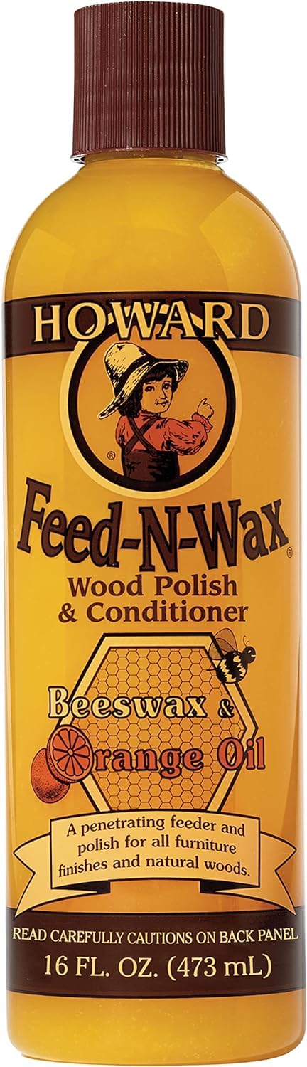 Howard FW0016 Feed-N-Wax Wood Polish and Conditioner, 16-Ounce, orange HOWARD
