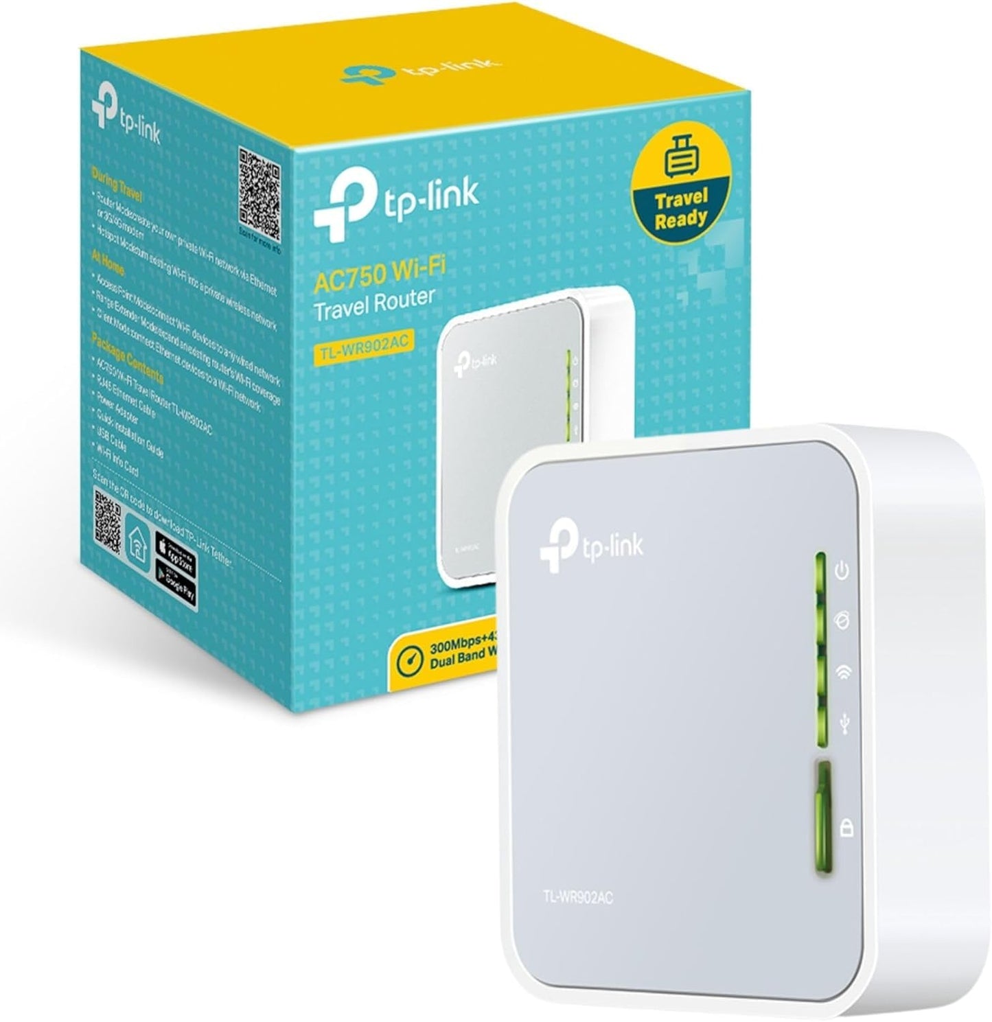 TP-Link AC750 Wireless Portable Nano Travel Router(TL-WR902AC) - Support Multiple Modes, WiFi Router/Hotspot/Bridge/Range Extender/Access Point/Client Modes, Dual Band WiFi, 1 USB 2.0 Port 🍁 All In One Marketplace Canada