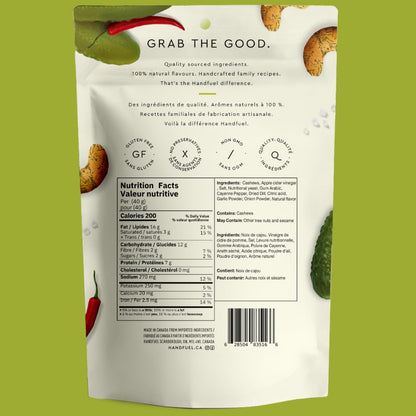 Handfuel Spicy Dill Pickle Cashews, Gluten Free Flavoured Nuts - 40g x 12 🍁 All In One Marketplace Canada