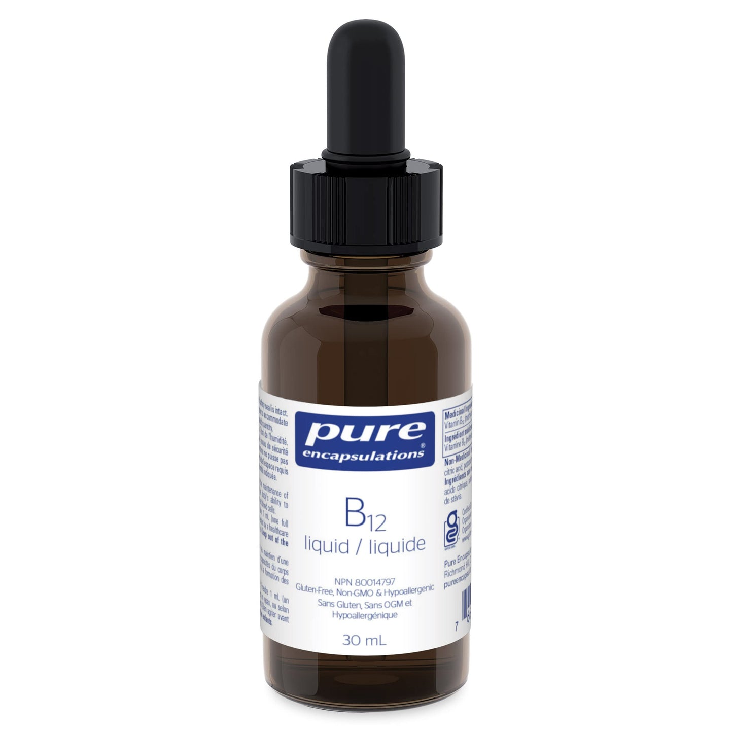 Pure Encapsulations B12 Liquid - B12 as Methylcobalamin - For Energy Metabolism & Red Blood Cell Formation - Liquid Drops - 30 mL - Available at All In One Marketplace Canada