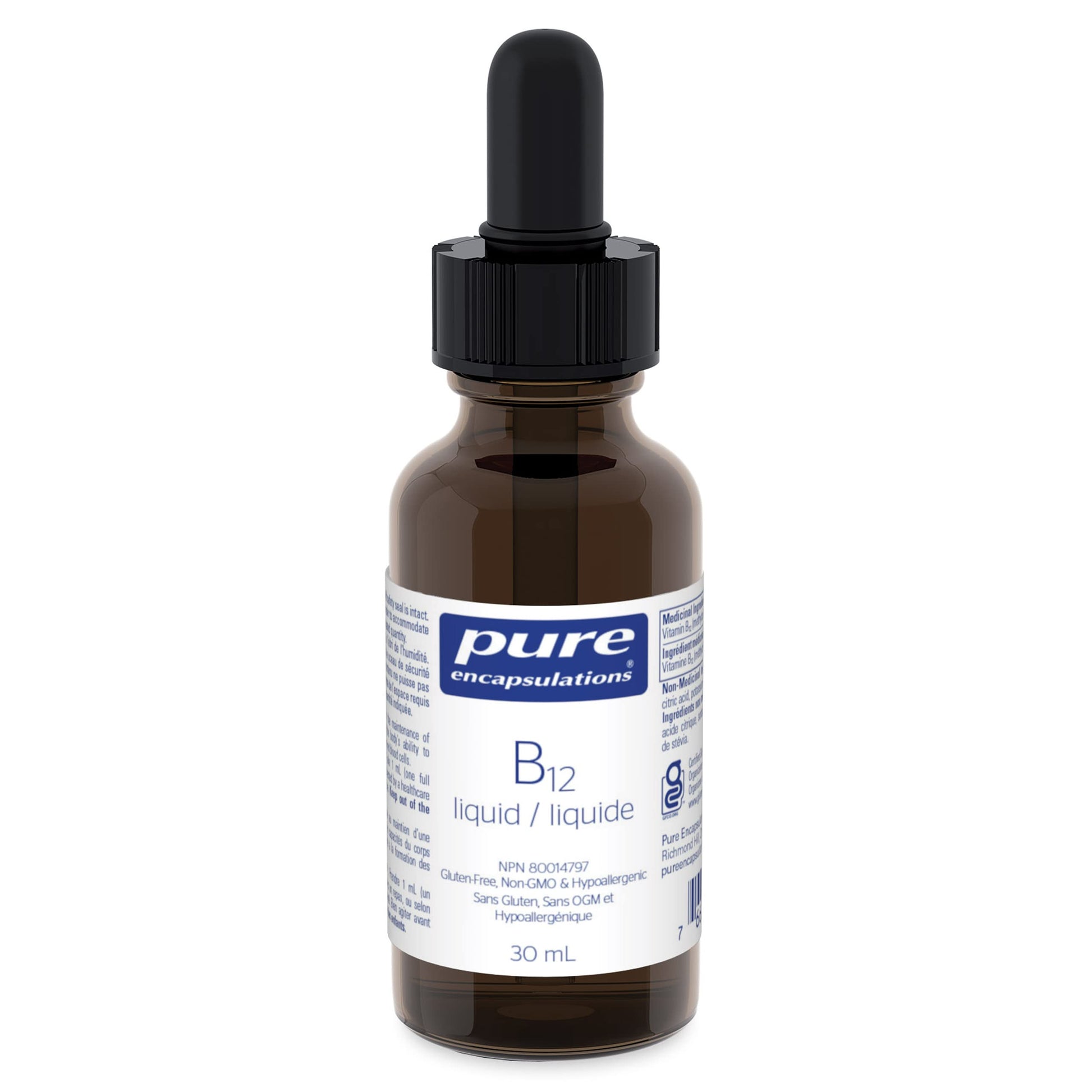 Pure Encapsulations B12 Liquid - B12 as Methylcobalamin - For Energy Metabolism & Red Blood Cell Formation - Liquid Drops - 30 mL - Available at All In One Marketplace Canada
