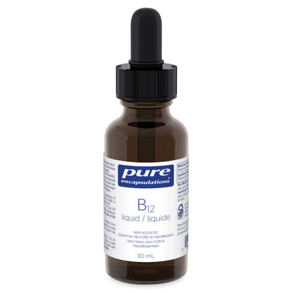 Pure Encapsulations B12 Liquid - B12 as Methylcobalamin - For Energy Metabolism & Red Blood Cell Formation - Liquid Drops - 30 mL - Available at All In One Marketplace Canada